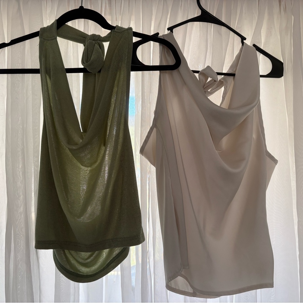 SHEIN Sleeveless Blouses - Olive and Cream 2 pack